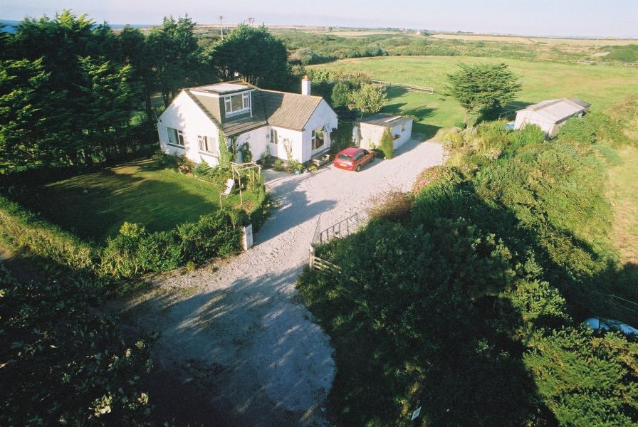 Elevated view showing proximity to coast St Agnes Wheal Kitty Cornwall